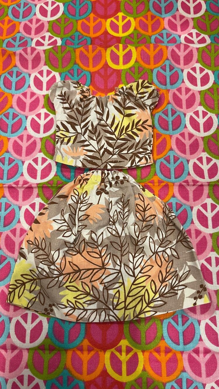 Barbie Doll Floral Print 2pc Top and Skirt Handmade